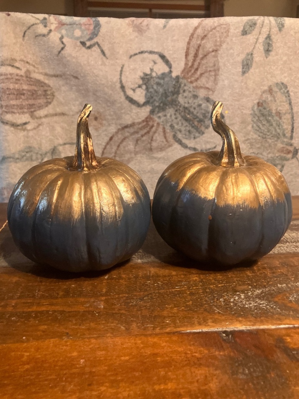 Blue and gold decorative pumpkins